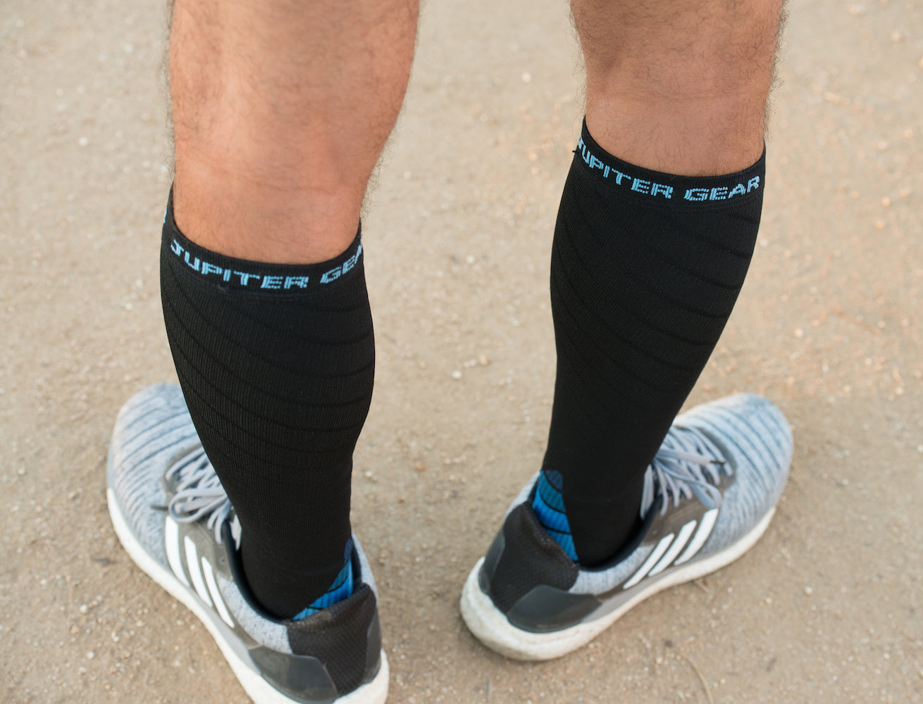 Endurance Compression Socks for Running and Hiking - Black with Blue