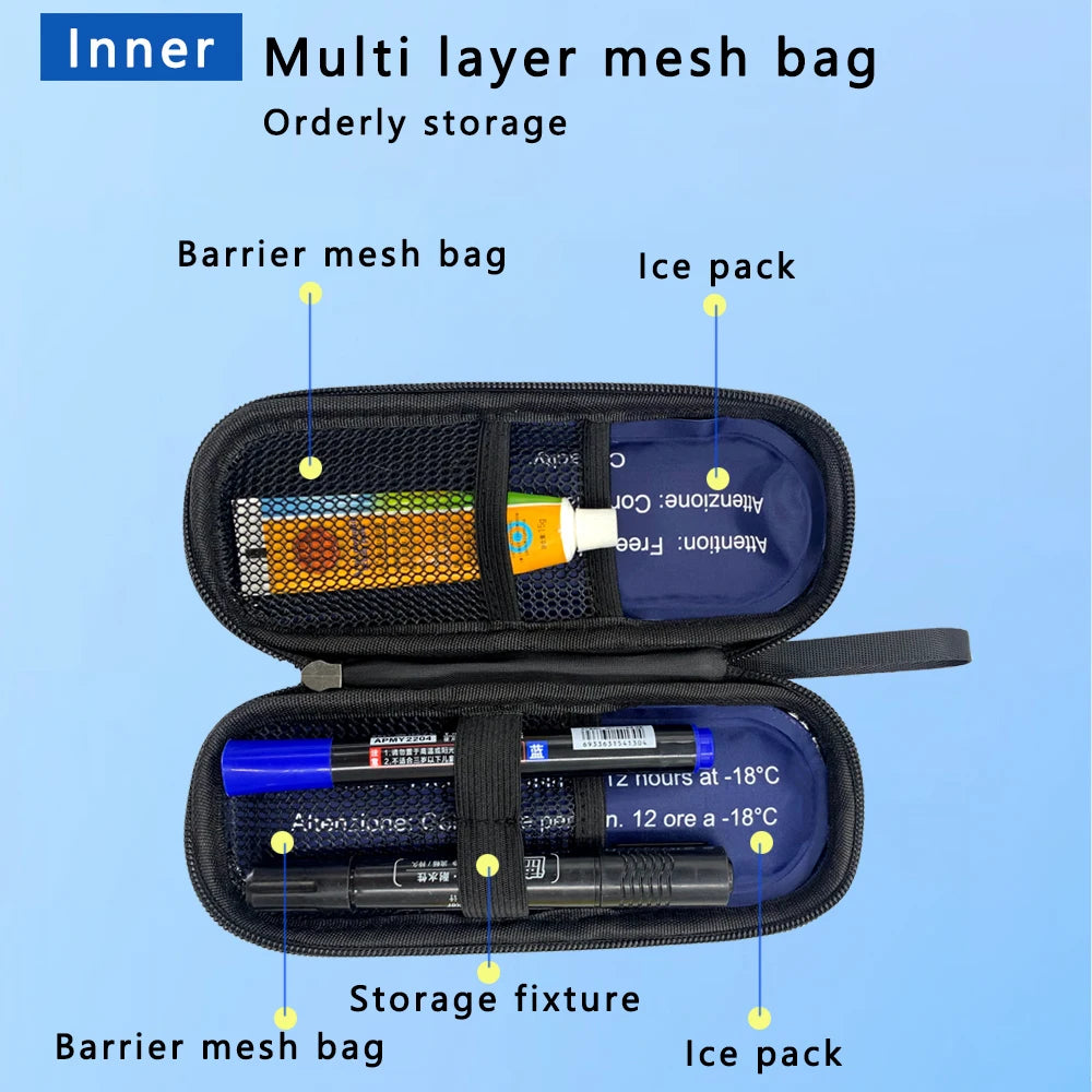 Portable Insulin Cooling Bag with 4 Ice Pack Diabetic Pocket Pill